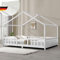 DELUKE® Kinderbett 140x200 cm Mila - mit Matratze, Lattenrost, Rausfallschutz | Hausbett Kinder Haus Bett Kinderzimmer Bodenbett Einzelbett Kinder Bett Klein Kinderbett Montessori Bett | Weiß