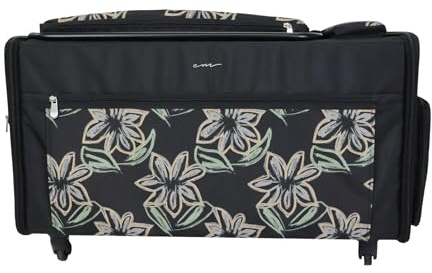 Everything Mary Jumbo 5 Wheel Collapsible Rolling Sewing Machine Storage Case, Floral