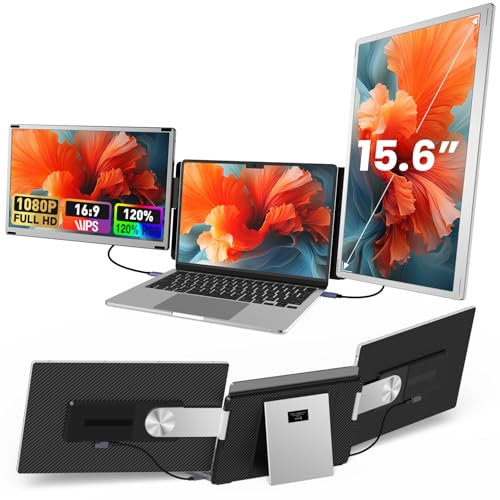 Estensore per schermo portatile da 15,6, 1080P FHD, estensore per monitor portatile con 120% sRGB, rotazione di 235°, doppio monitor staccabile, Plug & Play, triplo schermo compatibile con Windows,