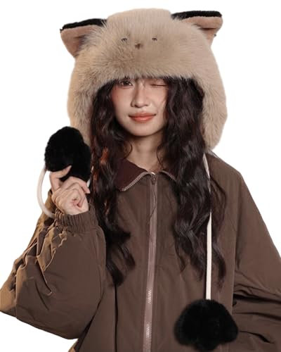 Richoose Damen Winter Mode Plüsch-Mütze Nette Bär Gehörschutz-Mütze