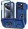 Pilaru 3 in 1 for iPhone 15 Pro Case | With Front Frame | [Separate] 2 Screen Protectors & Kickstand Ring & Camera Cover Military Grade Drop Shockproof Protection for iPhone 15 Pro,Blue