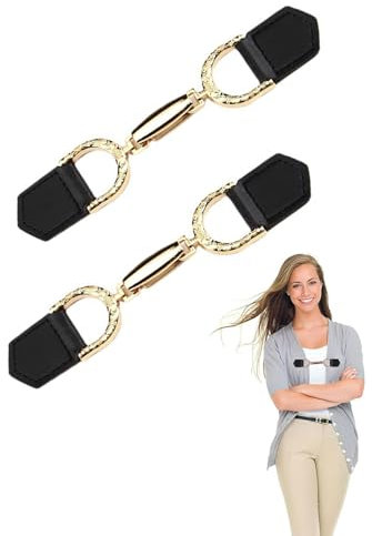 BPTRKOM 2 Paar Knöpfe aus Kunstleder - Knöpfe Strickwaren Trenchcoat Knöpfe Knöpfe Metallhaken Mantel Jacke Kleidung Nähen für Poncho Cape Cardigan Wrap Schal Schal Zubehör Schwarz (Schwarz)