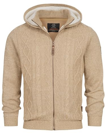 Indicode Herren INRandolph Strickjacke Cardigan mit Kapuze & Reißverschluss | Klassischer Cardigan für Business und Freizeit, Feinstrickjacke, Herrenjacke, Freizeitjacke, Strickoberteil für Männer