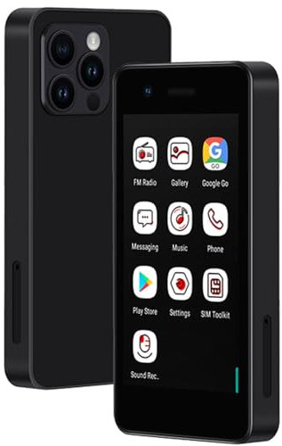 Hipipooo Mini Smartphone, Unlocked 4G Small Phone, 2.95 Inch, Dual-SIM, 1400mAh Battery, 2MP+5MP Camera, Android 9 Kids Phone, Adult Backup Phone 2GB+16GB (S18-Black)
