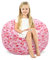 Kids Bean Bag Chair-Cover Only-Large Stuffed Animal Storage Bean Bag for Girls Boys Indoor Outdoor (No Filling),Pink Hearts