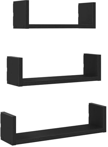 vidaXL Wandregale 3 STK. Schwarz Eichen-Optik Holzwerkstoff, Schweberegal, schwebendes Regal, Regal, Wandboard, Regal schwebend, Regal hängend