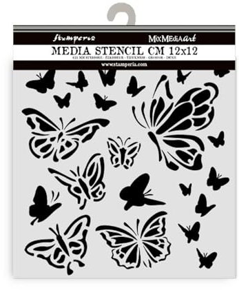 Stamperia - Thick Stencils for Scrapbooks, Albums, Cards, Bullet Journalling, and More, Flexible Material, Easy to Clean, Perfect for Hobbies, Crafts and Gifting (House of Roses, Papillon)