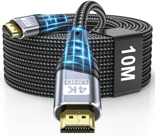 TEFLOTY Cable HDMI 2.0 10M, 4K Cable HDMI de Alta Velocidad Ultra HD 18Gbps 4K@60Hz 2160P eARC HDCP 2.2DTS:X Compatible con HDTV, PS5/4/3, Xbox Series X/S, Monitor