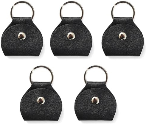 Rersduyt 5X Guitar Pick Holder Keychain, Guitar Pick Holder Bag, Plectrum Key Fob Cases Bag, Gift for Guitar Players Black