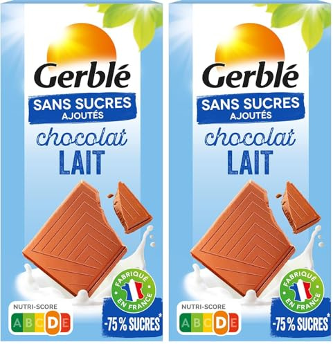 Gerblé Tablette Chocolat au Lait Sans Sucres Ajoutés – Chocolat Fondant Riche en Cacao, Sans Huile de Palme, 80g (Lot de 2)