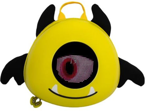 Jiawu LED-Rucksack mit Programmierbarem Bildschirm, HD-Farbbildschirm-App-Steuerung, Wasserdichte LED-Tasche, Reise-, Motorrad-Rucksack,Einzigartiges Geschenk für Frauen und Kinder (YELLOW)