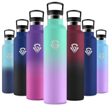 JAPORIA Borraccia Isolante 1L con Cannuccia, Bottiglia Acqua Acciaio Inox, Doppio Strato, Antiperdite, per Bevande Gassate, Viaggi