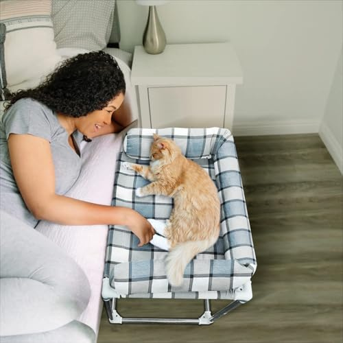 Bedside Pet Dog Bed - Dog Beds with Pillow Extension Attached to Human Bed Height Raised Pet Window Perch