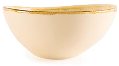 Olympia Kiln Bowl Sandstone 215 mm (4er Pack), Sandsteinfarbenes Porzellan, reaktive Glasur, handgemalte Ränder, lebenslange Garantie auf Randabplatzungen, spülmaschinenfest, GP323