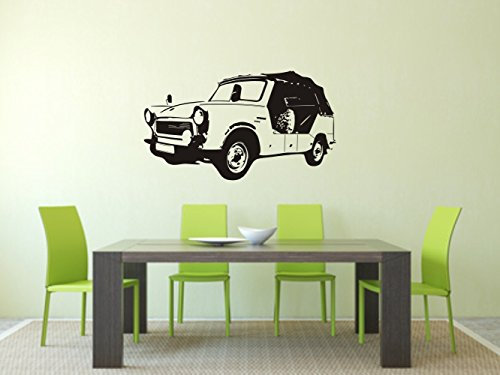 Wandtattoo -Wandaufkleber - Trabant Kübel - Trabi - DDR - Oldtimer - (600 mm x 340 mm, Blau)