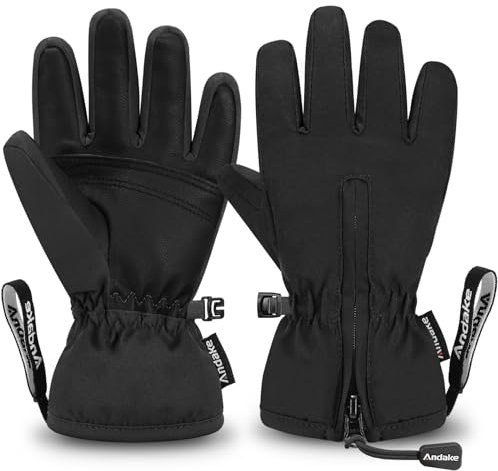 Andake Kinderhandschuhe, Winddichte, wasserdichte, Warme Winterhandschuhe, Skifahren, Outdoor-Sport, Reithandschuhe, Jungen und Mädchen(Schwarz, 2-4 Jahr)
