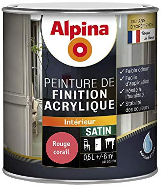 Alpina 952141 Peinture de Finition-Acrylique, Satin Rouge Corail