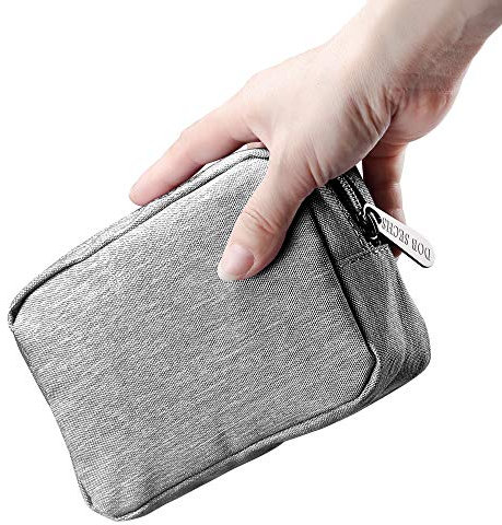 DOB SECHS Waterproof Canvas Mini Travel Makeup Carrying Case Wash Bags Cosmetic Bag Portable Electronics Accessories Organizer Wash Gym Shaving Bag, Grey