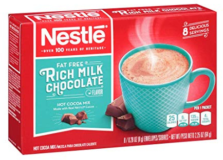 Nestle Fat Free Rich Milk Chocolate Hot Cocoa Mix 8 Packets, No Sugar Added