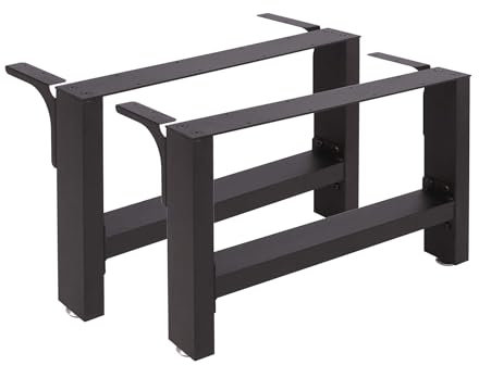 WilTec Pieds de Table Basse Chevet en Profil carré - 640 x 240 x 400 mm - Couleur Noire - en Acier - Revêtement par Poudre - Piètement Support Bureau pour Plan de Travail