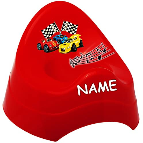 alles-meine.de GmbH Musik & Sound - Töpfchen/Nachttopf/Babytopf - rot Auto - Rennwagen inkl. Name - Bieco - Melody - mit großer Lehne + Spritzschutz - Babytöpfchen/Kin..