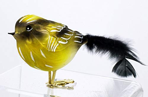condecoro Christbaum Clip - Vogel gelb schwarz Baumschmuck Federvogel