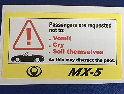 Mazda MX5 Auto-Armaturenbrett-Aufkleber, witzig, Aufkleber für Rennen, Soil Sick, VOmit Eunos Fast Car