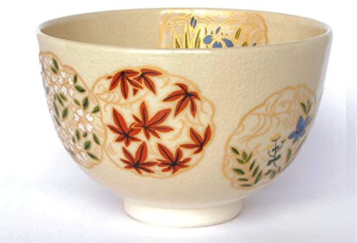 Japanese Tea KIMIKURA Matcha Tea bowl Chawan [Japanese Flowers] Mino-yaki Made in JAPAN