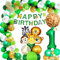 Dschungel Geburtstag Dekoration 1 jahr, AcnA Geburtstagsdeko Jungen 1 jahr,Kindergeburtstag deko Safari Happy Birthday Dekoration Banner Dschungel Luftballons Wild One Deko Junge 1. Geburtstag Mehrweg