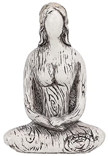 Yoga Pose Statue Meditation Weibliche Harz Handwerk Statue Gebet Schutzgöttin Engel Yoga Figuren Kunst Skulptur für Heimtextilien Ornament(Weiß)