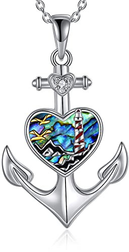 YAFEINI Anker Kette aus Sterling Silber Nutischer Berganker und Leuchtturm-Seil Navigations Schmuck für Damen Crew Teenager Mädchen nautische Segler