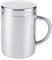 Tiiyee Mug Isotherme 220ml Acier Inoxydable, Thermos Café Double Paroi avec Couvercle Étanche Poignée Ergonomique et Couvercle Anti-Fuite pour Camping Bureau Voyage (Argent)