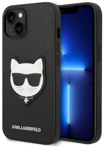 KARL LAGERFELD KLHCP14MSAPCHK hülle für iPhone 14 Plus 6,7 hardcase schwarz/Black Saffiano Choupette Head Patch
