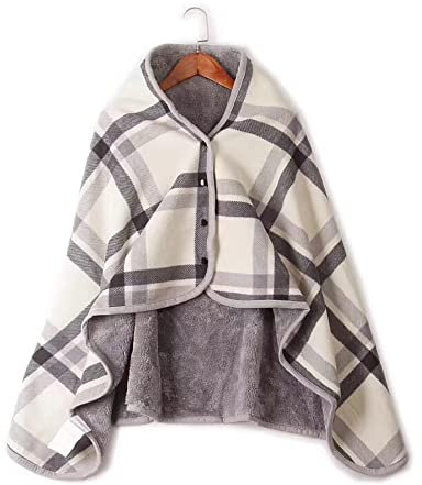Heated Shawl Blanket Throw Rug Snuggle Blanket Fleece Flannel Shawl Winter Home Office Wearable Thickening Blanket Shawl,A-80x130cm