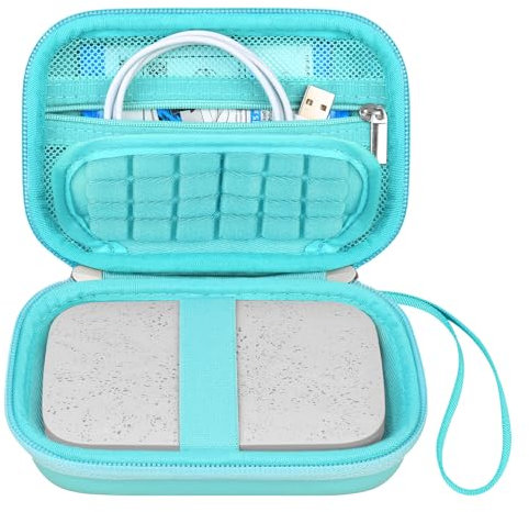Canboc Hartschalenkoffer für HP Kettenrad 2x3 Portable Instant Photo Printer, Reißverschluss Mesh Tasche passt Fotopapier und Kabel, Grün