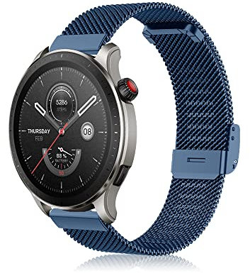 Niboow 22mm Metal Malla Correa para Xiaomi Watch S1/S1 Active/Amazfit GTR 3/GTR 3 Pro, Hombres Mujeres Correas para Huawei Watch GT 3 Pro 46mm/GT 3 46mm/3 Pro/GT Runner - Azul