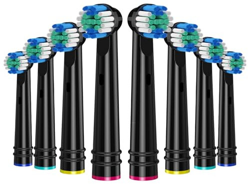 REDTRON Ersatzbürstenköpfe für Oral B, 8 Pack elektrische Zahnbürstenköpfe für Oral B, EB17-P Precision Clean Bürstenköpfe passend für pro 1000/3000/5000, Vitality Smart Genius Series und mehr,Schwarz