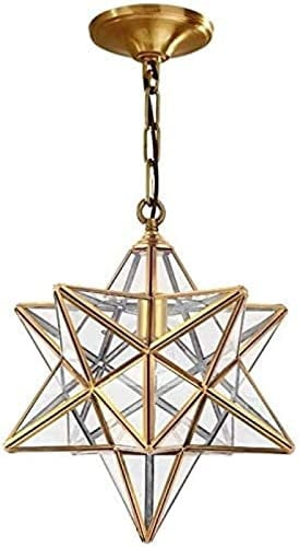 Postmodern Simplicity Moravian Star Clear Glass Lampshade 15 Inch Pendant Lamp Fixture 1 Light Kitchen Hanging Chandelier All Copper Tiffany Technical Pendant Lighting For Living Room Bedroom,32*3