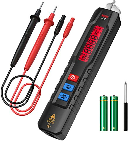 BSIDE Penna Rilevatore di Tensione Senza Contatto Multimetro Digitale Automatico a Penna con NCV Sensibilità Regolabile 6V-1000V Tester di Tensione Resistenza Capacitanza Continuità Diodo Filo Vivo