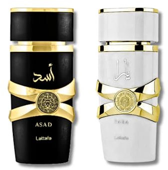 Lattafa for Unisex 2 Piece Eau de Parfum Geschenkset (Yara Moi for Women + Asad for Men) 96.4 g/100ml each