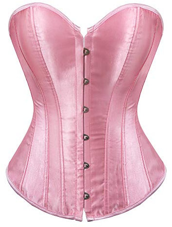 WLFFW Corsetto Burlesque Donna Corpetto Sexy Satin (EU(30-32) XS, Rosa)