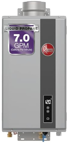 Rheem RTG-70DVLP-3 High Efficiency Non-Condensing Indoor Tankless Liquid Propane Water Heater 7.0 GPM, 160,000 BTUs