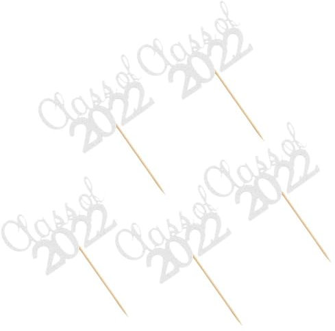 DIY Celebration Congrats Grade Party Supplies Cake Decorations Graduation Cake Topper Graduation Party Cupcake Toppers(Silver)
