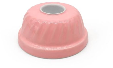 MEA-Living Kerzenhalter GUGELHUPF, rosa, 7,5cm - Kleiner Kuchenform Kerzenständer aus Emaille für Stabkerzen, niedliche Deko Backform, Geschenkidee für Freundin
