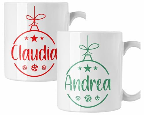 Coppia di tazze Natale Tazza Natalizia PERSONALIZZABILE con nome Pallina Christmas Mug 11 Oz Idea Regalo