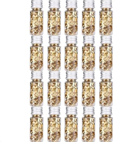 Duokon 20 Bottiglia Lamina d'oro Alimentare, Scaglie di Foglia d'oro Raffinata, Foglia Oro Alimentare Multifunzione, per Alimenti Dessert Decorazione Artigianato, Regalo (100 g)