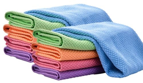 Fulenyi Trapos de Limpieza, Paño de Trapo para Fregar, Trapos de Limpieza sin Rayas, paño de Limpieza para el hogar, para Espejos, Coches, grifos, armarios y Tazas