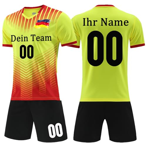 OPUTWDF Trikot Personalisiert Fussball Trikot Jungen Kinder - Fußball Shorts&Trikots mit GRATIS Name Nummer Team Logo Football Trikot