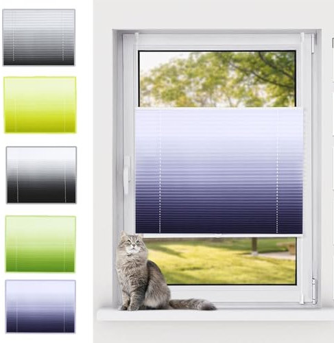 Premium Plissee Faltrollo ohne Bohren 35 x 130 cm Sonnenschutz und Sichtschutz lichtdurchlässig Faltrollo Plisseerollo Jalousie mit Klemmträger für Fenster & Tür, Lila