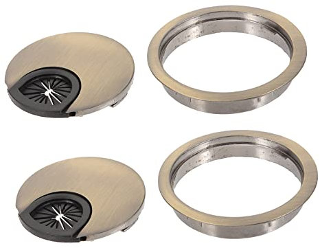 Gadpiparty Passe-câbles De Bureau en Alliage De Zinc 60 Mm, Cache-Trou Rond pour Meubles, Organiseur De Câbles pour Espace De Travail, Lot De 2, Finition Bleu Antique